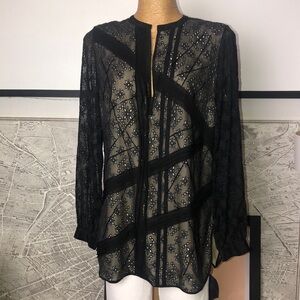 SACHIN + BABI FOR ANKASA Black Silk embroidered  Top Size XL